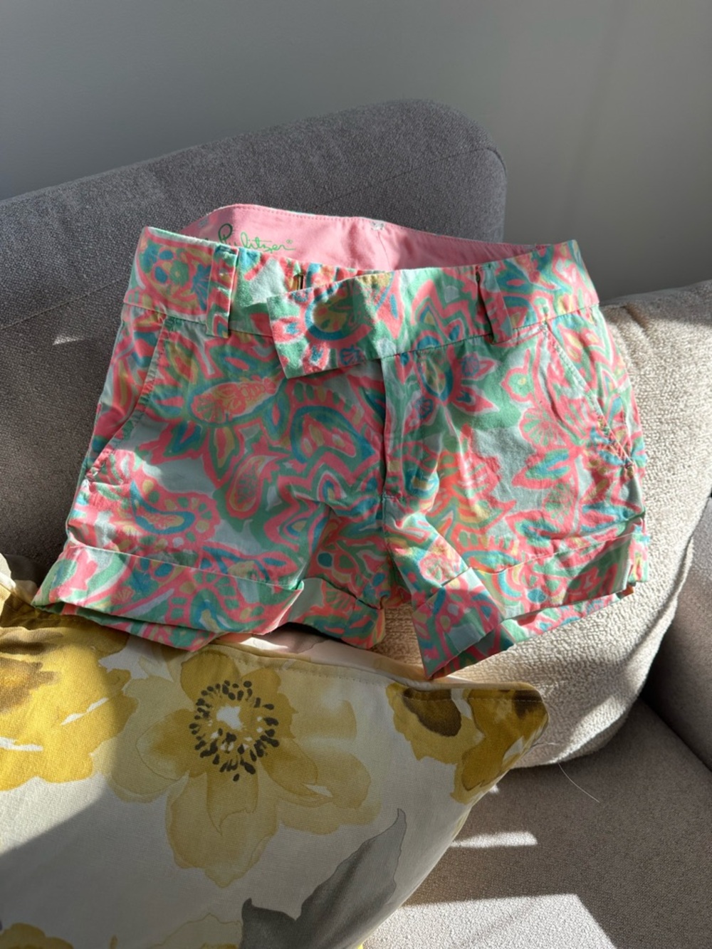 Lilly Pulitzer Barclay Floral Pattern Pink & Mint Women's Shorts